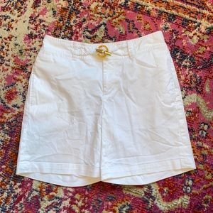 Lauren Ralph Lauren White Cotton Nautical Shorts W/ Rope Belt and Gold size S